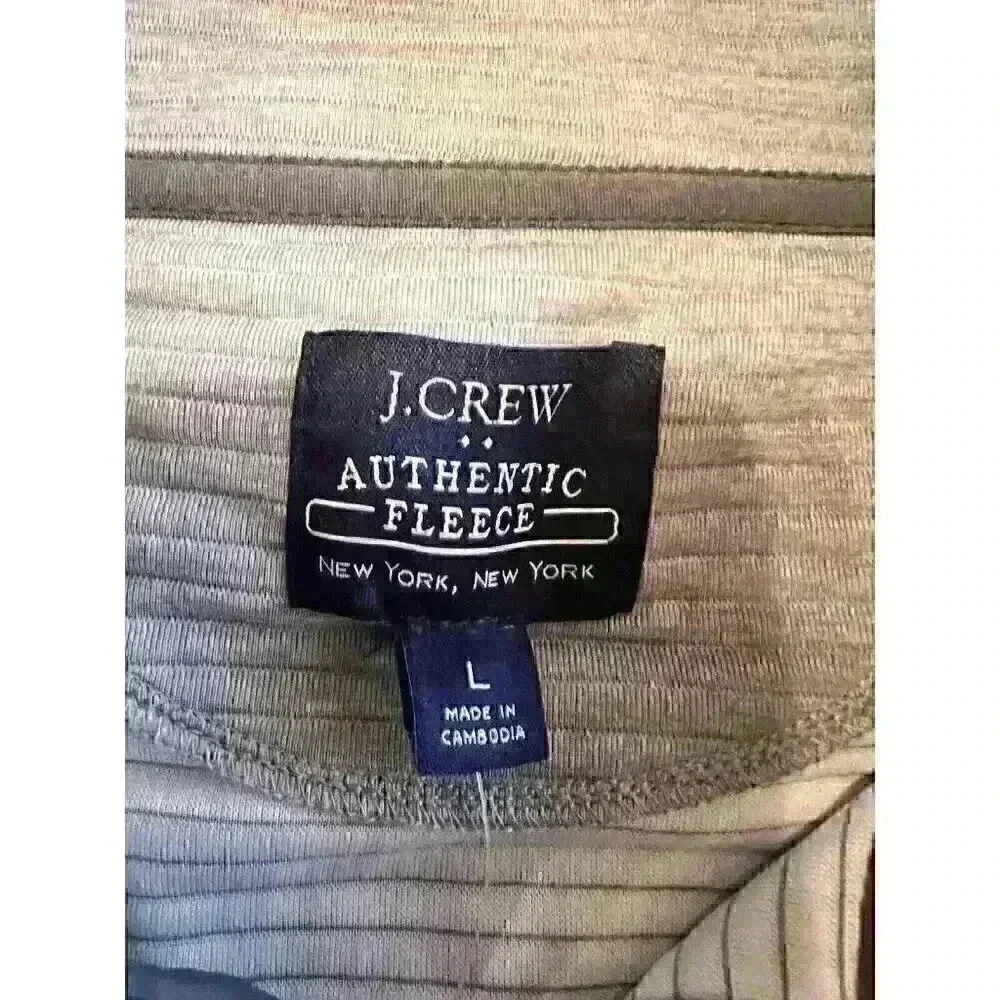 J.Crew Authentic Fleece‎ Size L 1/4 Button Grey Ribbed